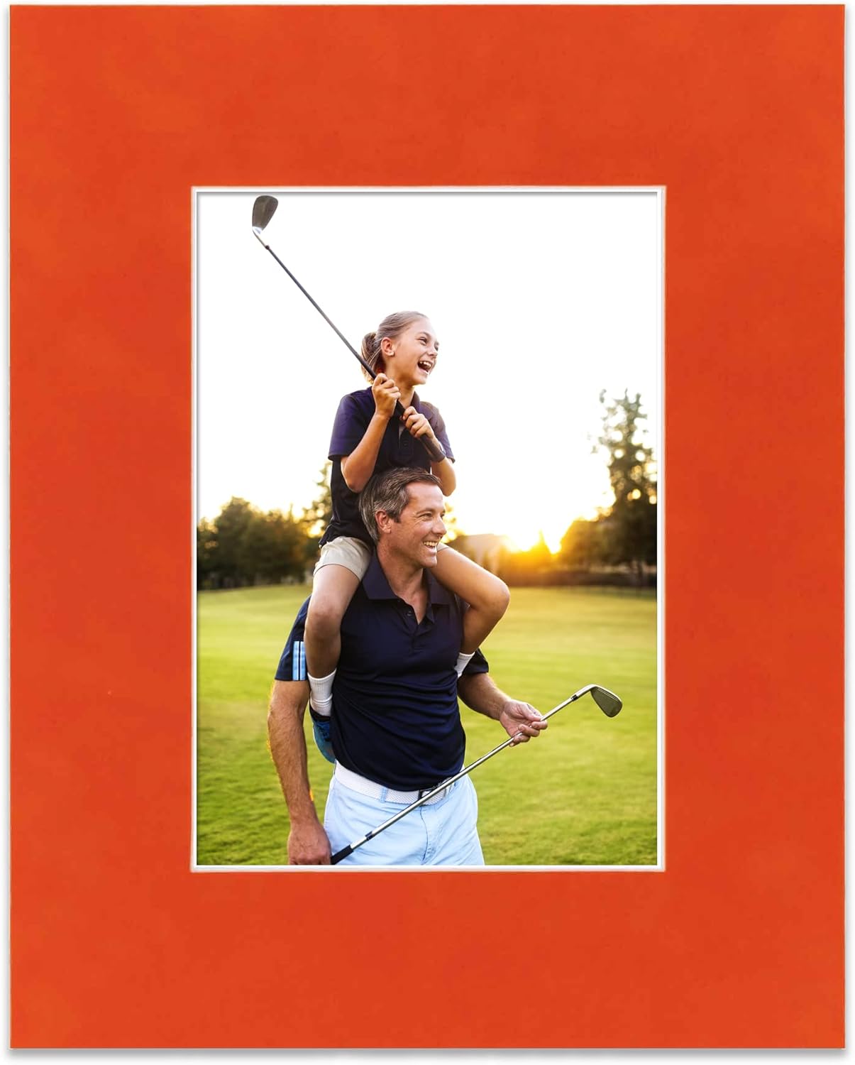 8.5x11 Mat Bevel Cut for 7x9 Photos - Acid Free Orange Suede Precut Matboard - For Pictures, Photos, Framing - 4-ply Thickness