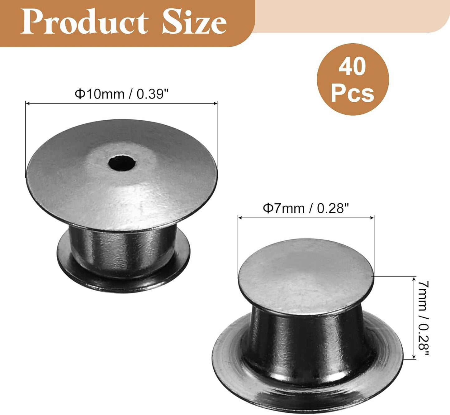 uxcell 40Pcs Metal Locking Pin Backs, Pin Keepers Locking Clasp Flat Head Clamp Needle Back Lock for DIY Brooch Crafts Badges Enamel Lapel, Metallic Black