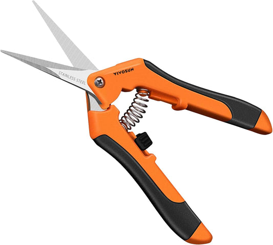 VIVOSUN 3-Pack 6.5 Inch Gardening Scissors Hand Pruner Pruning Shear with Straight Stainless Steel Blades Orange