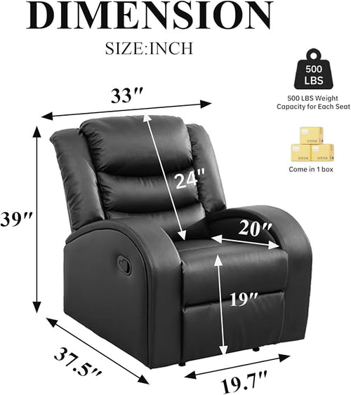 3-Piece Couch Living Room Furniture Sets, Sectional Recliner Sofa Set, Leather - Image 2