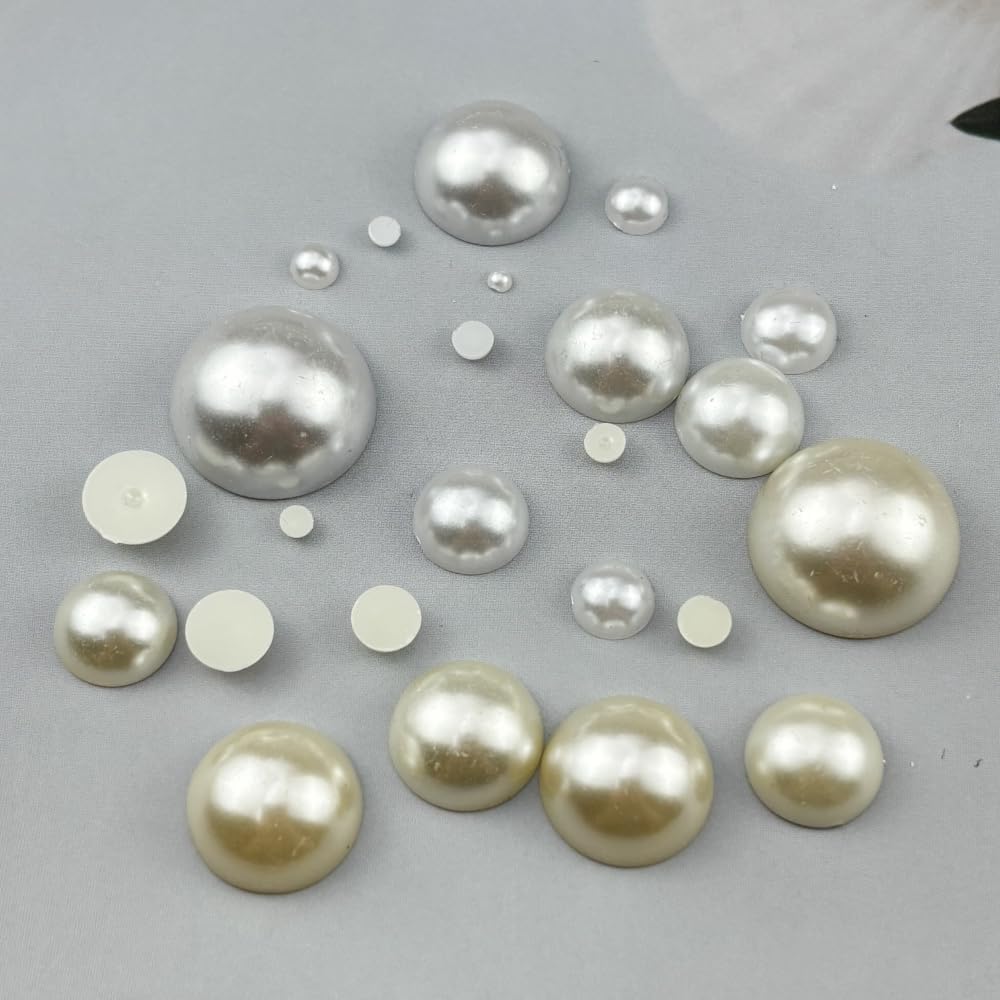 150pcs 16mm Half Pearls for Crafts Flatback Round Half Pearl Beads for Jewelry Making Nail Art Scrapbook Craft Wedding Dress Decoration(White)