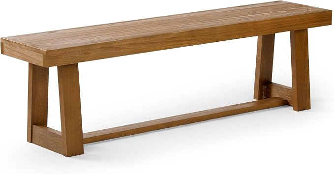 Plank+Beam 60 Inch Farmhouse Dining Bench, Solid Wood Entryway Bench, Wooden - Image 3