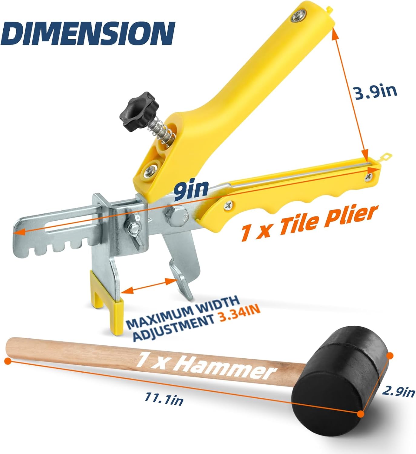Tile Leveling System with Plier and Rubber Mallet, 1500 Pcs Tile Spacers Clips 200 Pcs Reusable Wedges, Leveler Tool Set for DIY Professional Ceramic Tile and Stone Installation (1/16 Inch)