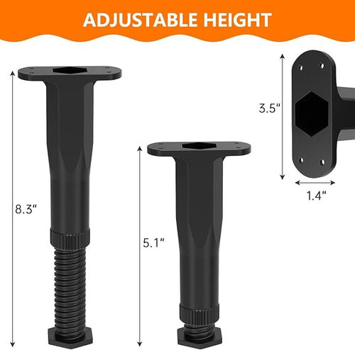 4 PCS Adjustable Bed Frame Support Legs, Frame Center Slats Heavy Support Leg - Image 2
