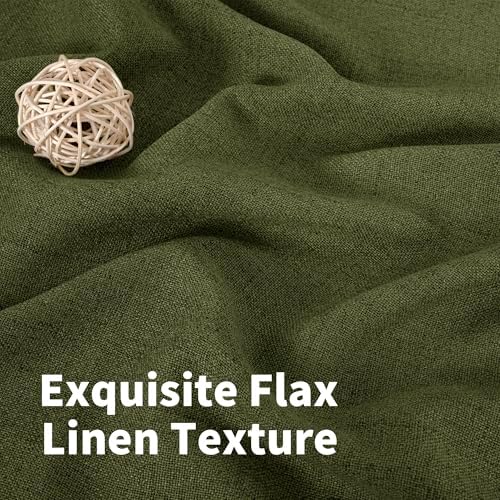 YoungsTex Olive Green Linen Curtains 40 Inch Length - Image 4