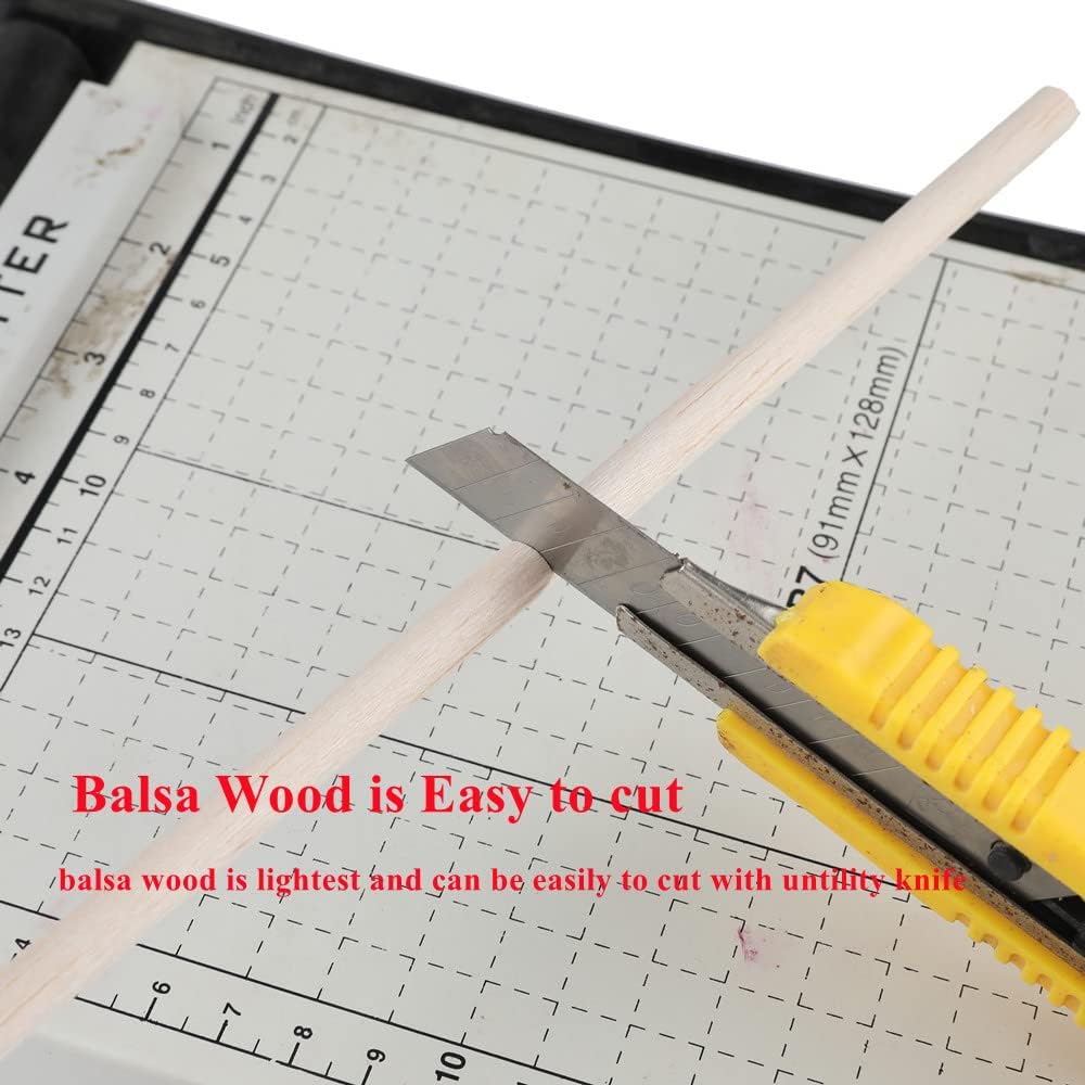30 Pack Round Wood Dowel Rods 1/4x1/4x12 Inch Balsa Wood Sticks φ1/4 Inch Natural Wood Color Unfinished Wood for Cricut Maker Make Models of House Airplane Ship Boat DIY Wooden(6x6x305mm)