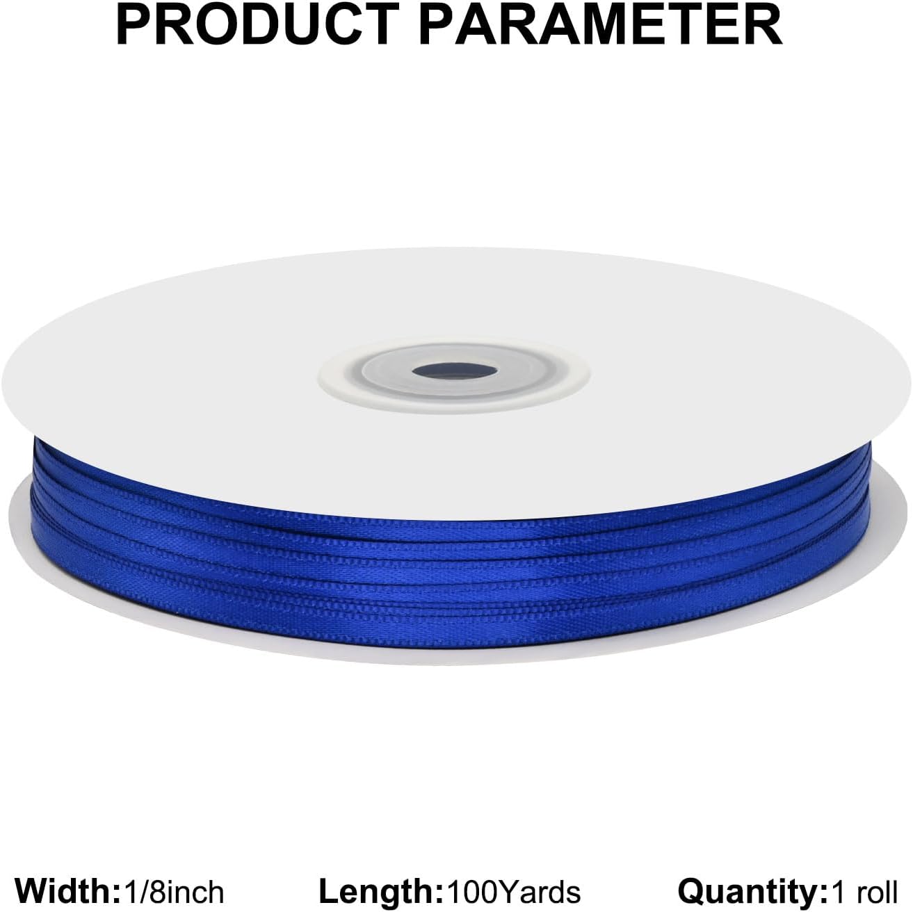 1/8" X 100 Yards Cobalt Blue Satin Thin Ribbon Solid Color Double Faced Ribbons Perfect for Crafts Wedding Decor Bow Making Arts Sewing and More