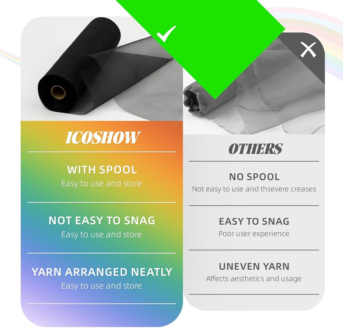 Crystal Organza Fabric Tulle 11 Inch by 50 Yards Sheer Tulle Rolls for DIY Craft Wedding Party Baby Shower Decor Gift Wrapping Party Supplies (Black)