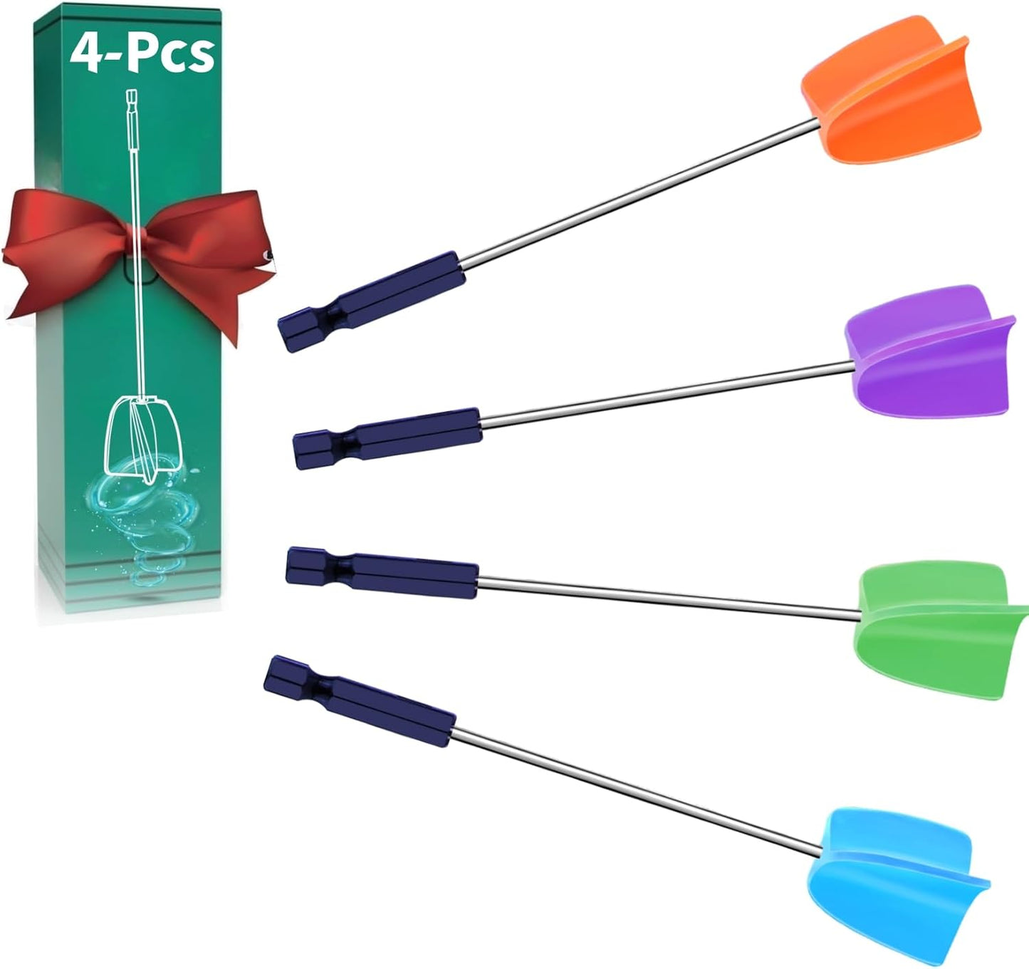 Resin Mixer Epoxy Mixer Paddles - 4 Reusable Reusable Paint and Resin Mixer Paddle to Mix Epoxy Resin, Paint, Ceramic Glaze and Reduce Bubbles - Paint Mixer for Drill (4X-Small)