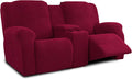 Recliner Loveseat Covers with Console, 6-Piece Stretch Geometric Strokes by Unknown