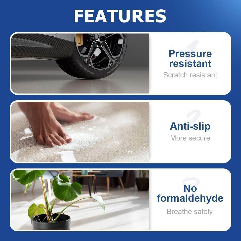 Epoxy Colored Sand Floor Paint, Epoxy Floor Paint for Concrete, High Gloss Marble Effect Coating, Waterproof Non-Slip Concrete Paints, Suitable for Indoor/Outdoor Use (White Hemp Gray,32 oz/1 kg)