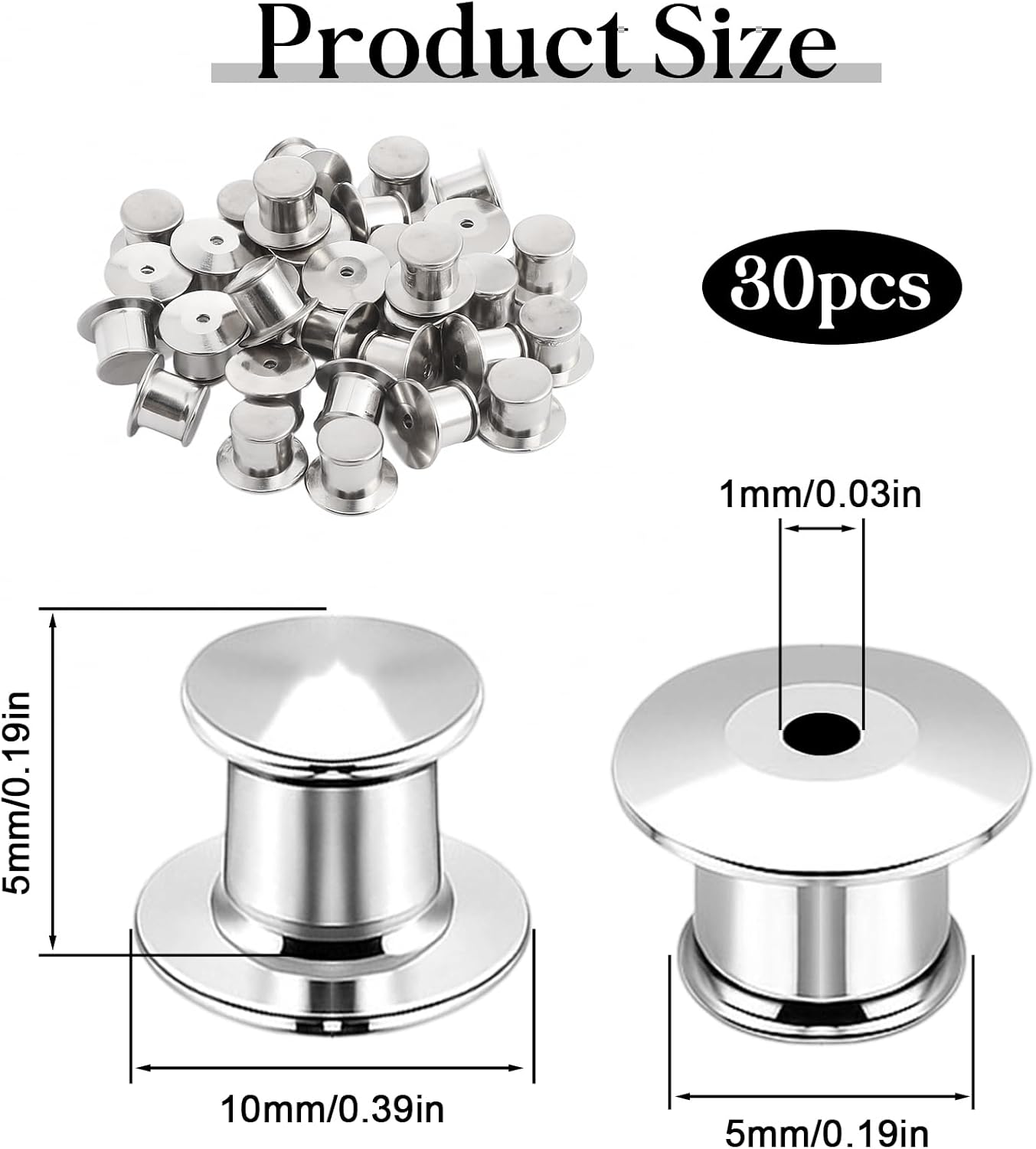 30 Pcs Pin Backs Locking, Metal Pin Backs Safety Pins Locks Pins Keepers Clasp, Lapel Brooch Holder for Brooch DIY Crafts Badges Enamel Lapel Needles