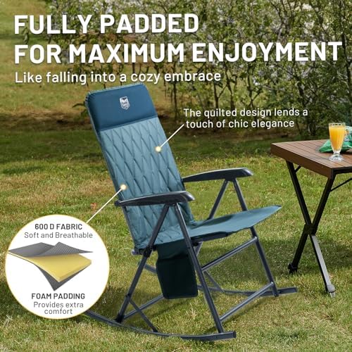 Timber Ridge 3-Level Adjustable Rocking Camping Chair, Ergonomic Padded High - Image 5