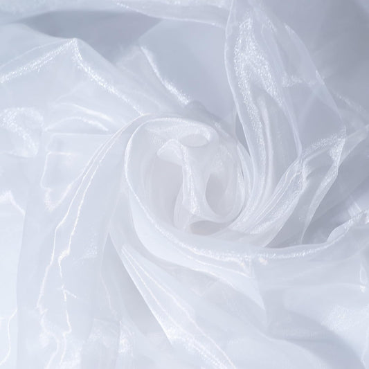 Organza Fabric 5 Yard Bridal Solid Sheer Organza Fabric Bolt for Wedding Dress, Fashion, Crafts, Decorations Silky Shiny Organza 44" - (5 Yard, White)
