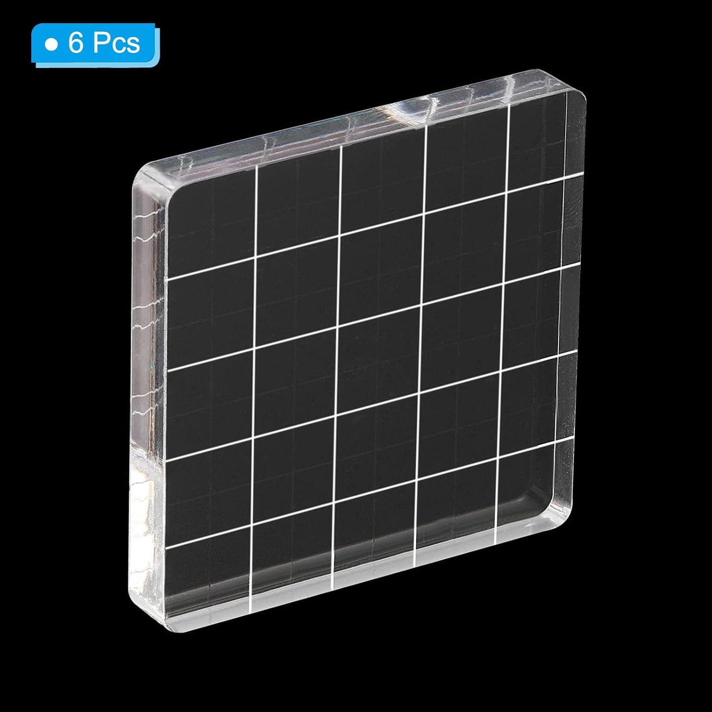 PATIKIL 2"x2" Acrylic Stamp Block, 6Pcs Clear Stamping Block with Grid Lines Decorative Mounting Blocks Square for Scrapbooking DIY Crafts Card Making