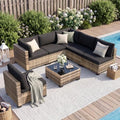 FHFO 7 Piece Patio Furniture Set, Outdoor Wicker Sectional Sofa Set by FHFO