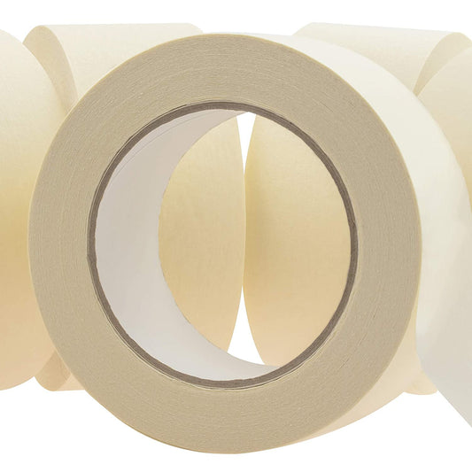 No-Residue 2 Inch, 60 Yard Masking Tape 6 Pk. Easy-Tear, Pro-Grade Removable Painters Tape Great for Home, Office, Commercial Contractor. Clean, Drip-Free Painting with Wide Crepe Paper Rolls