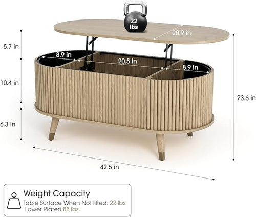 42.5" Oval Lift Top Coffee Table - Image 2