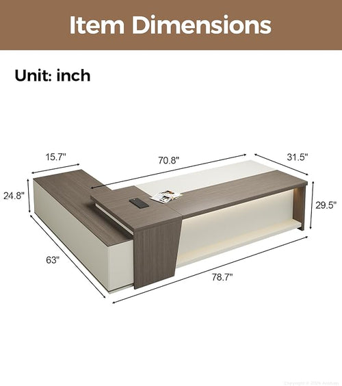 79" L-Shaped Executive Desk - Image 2