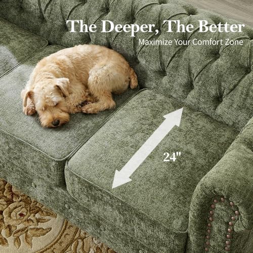 Modern Chesterfield 2-Piece Chenille Sofa & Loveseat Combo - Image 4