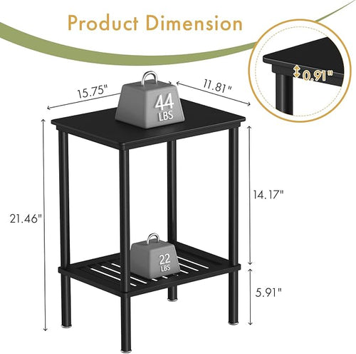 2 Tier Small Side Table, Bedside Table, Narrow Entryway Table, Bamboo End Table - Image 2