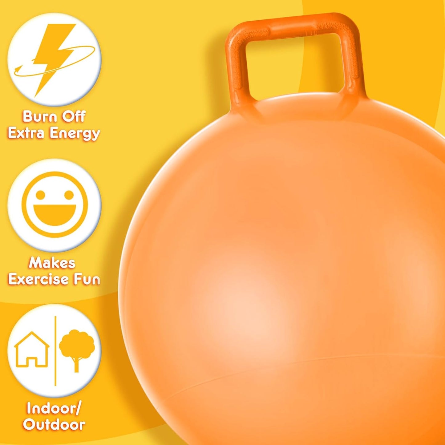 Lewtemi 3 Pcs 29 Inch Bouncing Ball with Handle, Outdoors Hopper Jumping Hopping Ball and Air Pump for Sports Exercise (Green, Orange, Pink)