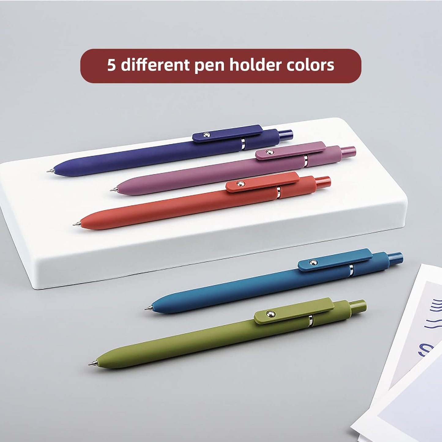 Gel Pens, 5 Pcs 0.5mm Fine Point Smooth Writing Pens Cute Pens, High-End Series Black Ink Pens for Journaling Note Taking, School Office Supplies for Women Men (5 Pcs Vintage)
