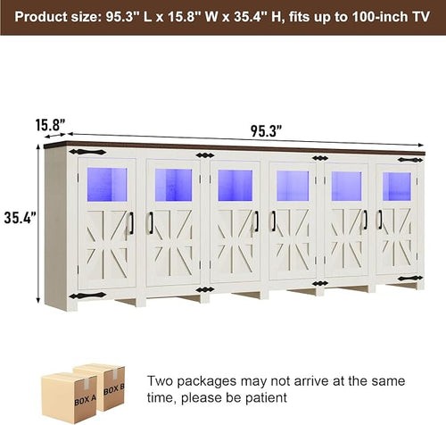 95.3" Large LED Farmhouse TV Stand - Image 2