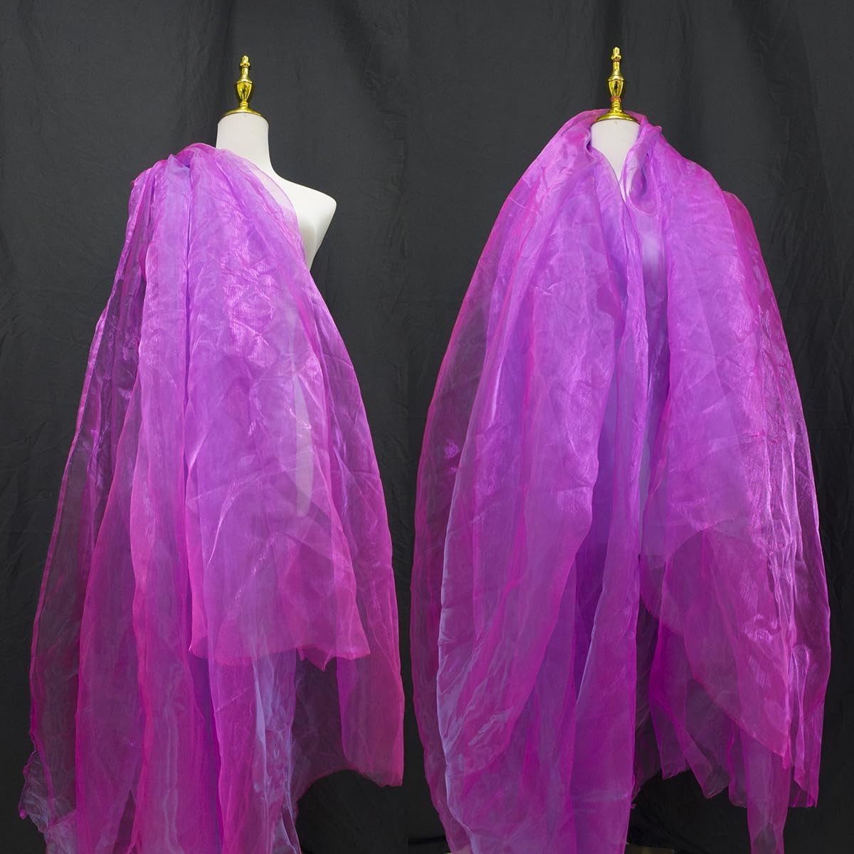 Two-Tone Iridescent Holographic Organza Fabric - 5.5 Yards by The Yard | Lightweight Sheer Tulle | for Wedding Dresses, Party Decor, DIY Crafts, Shiny Backdrops(Magenta with a hint of Blue)