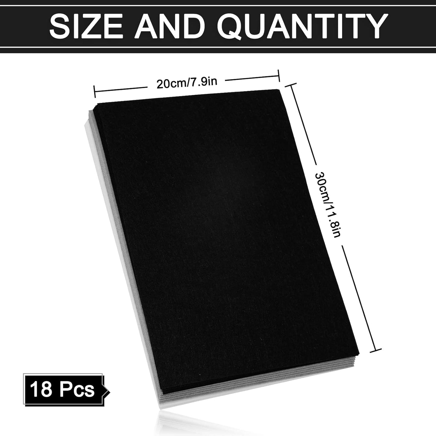 Whaline 18Pcs Felt Fabric Sheets Soft Thick Assorted Black Grey White Craft Felt Pack for DIY Craft Sewing Patchwork Art Projects, 3 Colors, 7.9 x 11.8 Inch