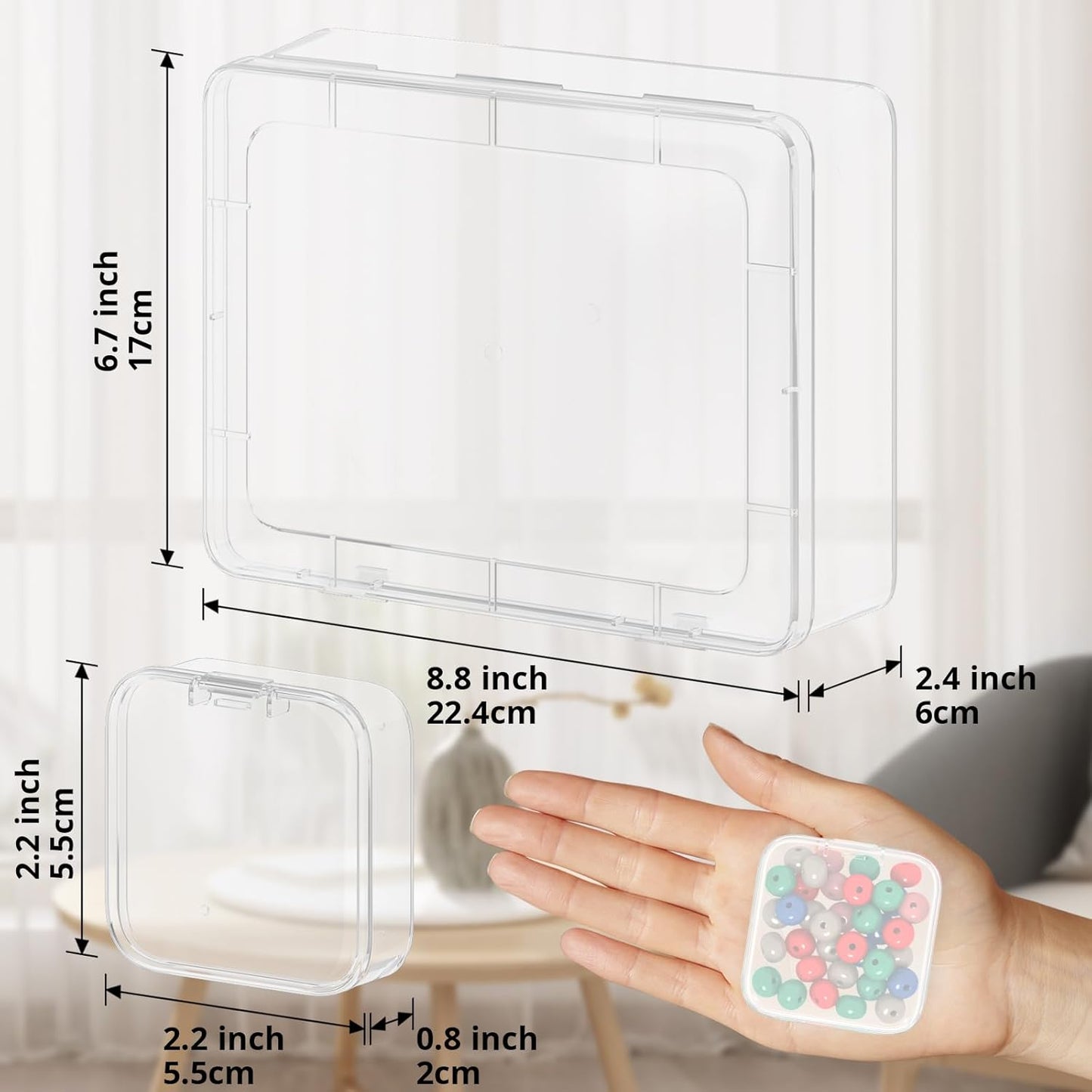 Mathtoxyz Bead Organizer Box, 31Pcs Small Beads Organizers and Storage Plastic Cases Mini Clear Dimond Storage Containers Boxes with Hinged Lid and Rectangle for Bracelet Making DIY Jewelry Craft Nail
