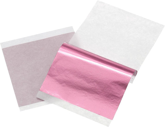 uxcell 100pcs Leaf Sheets, 3.5" x 3.5" Foil Sheets Paper Sheets for DIY Crafts Painting Nails Resin Furniture Decoration(Light Pink)