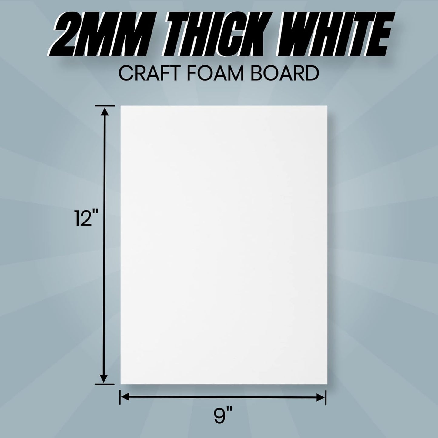 24 Ct Sheets White EVA Cosplay Foam in 9” x 12’’ Sheets; High Density Thick Foam 85 kg/m³, 2mm (1/12”); Great for Costumes, Props, Armor, Masks, Arts and Crafts Projects