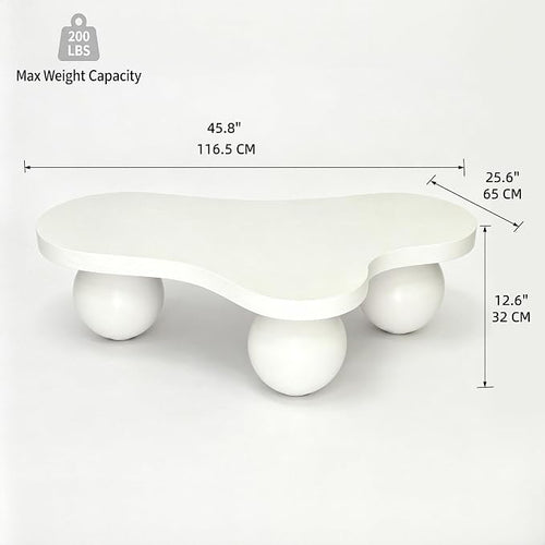 46" Cloud Coffee Table with 3 Ball Legs, Modern Irregular Center Table - Image 2
