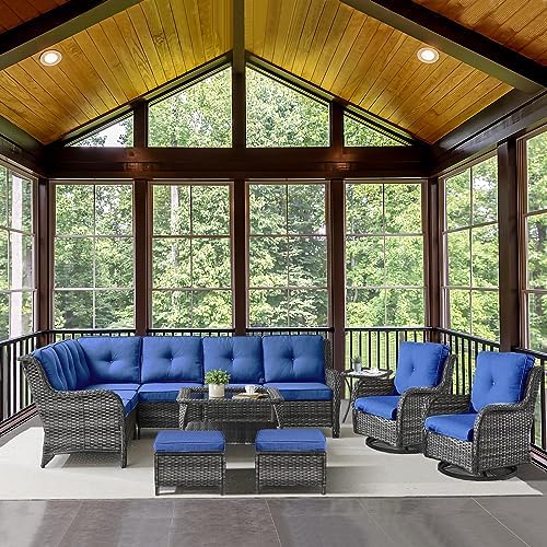 Belord 8 Piece Wicker Patio Furniture Set, Outdoor Swivel Rocker Chairs Set of 2 by Belord