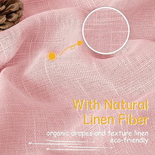 YoungsTex Light Pink Linen Curtains 63 Inch Length - Image 5