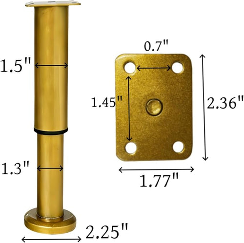 4PCS Adjustable 9.64-16.6 Inch Metal Furniture Legs Brass Furniture Replacement - Image 2