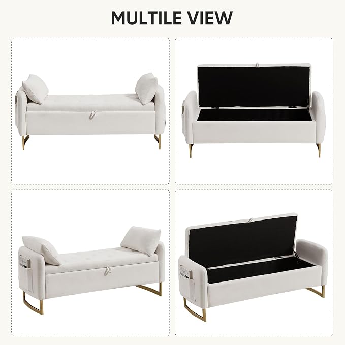 48" End of Bed Bench, Modern Storage Benches - Image 7