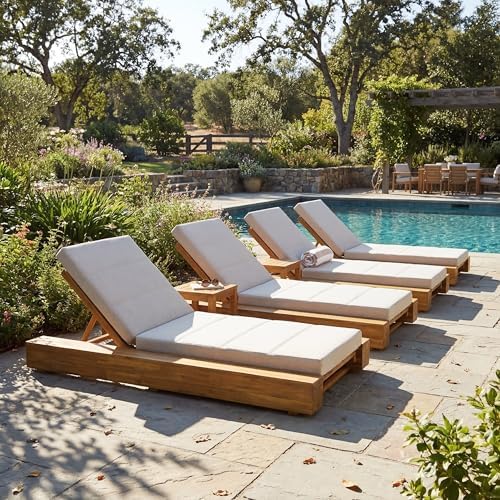 Christopher Knight Home Tory Acacia Wood Chaise Lounge Chair Outdoor Set of 4 by ChristopherKnightHome