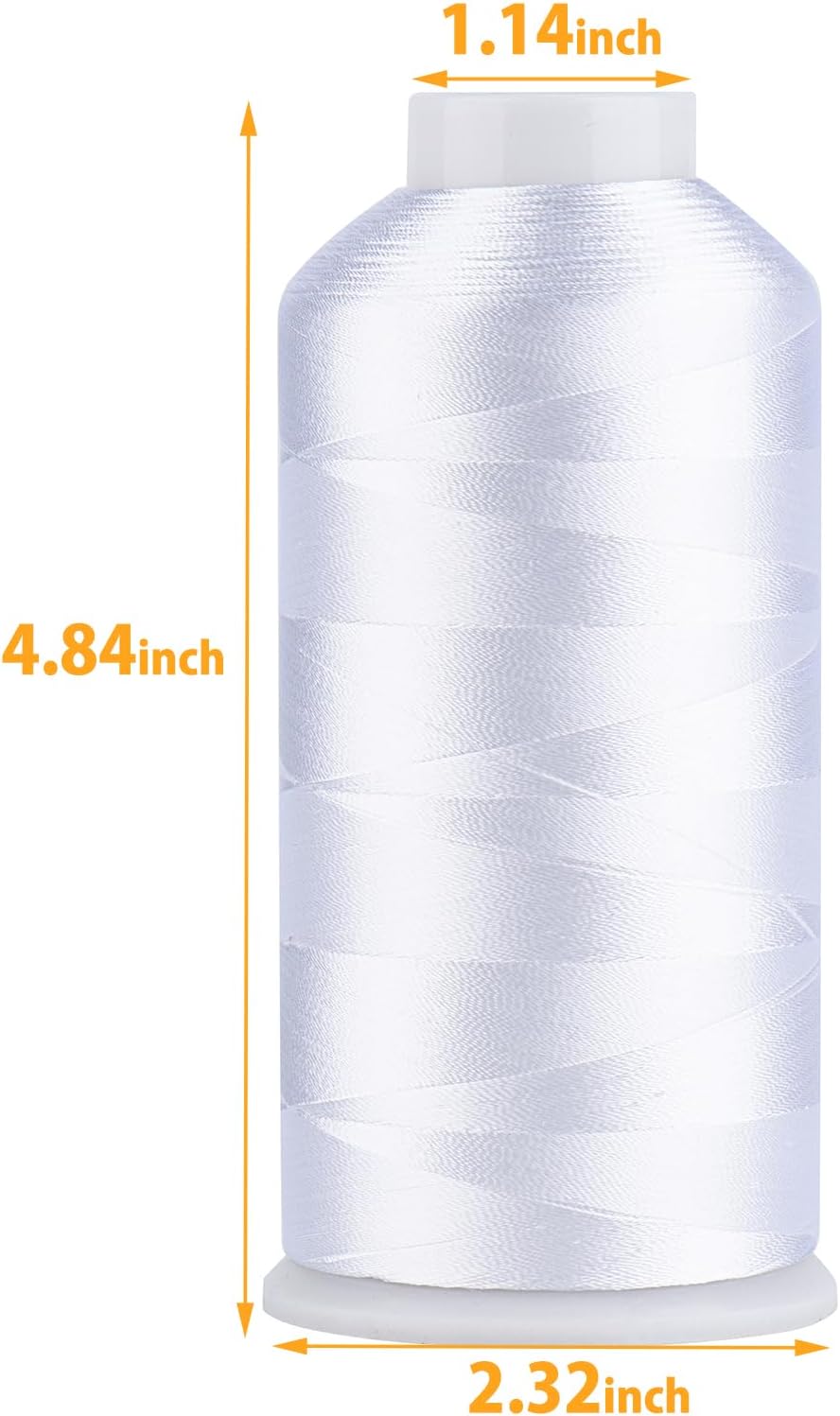 Simthread Rayon Embroidery Thread 5500 Yards, 40wt 100% Rayon Viscose for Commercial and Domestic Machines - Super White 1001
