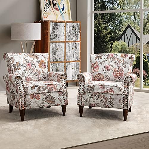 HULALA HOME Traditional Floral Accent Chairs Set of 2 by HULALAHOME