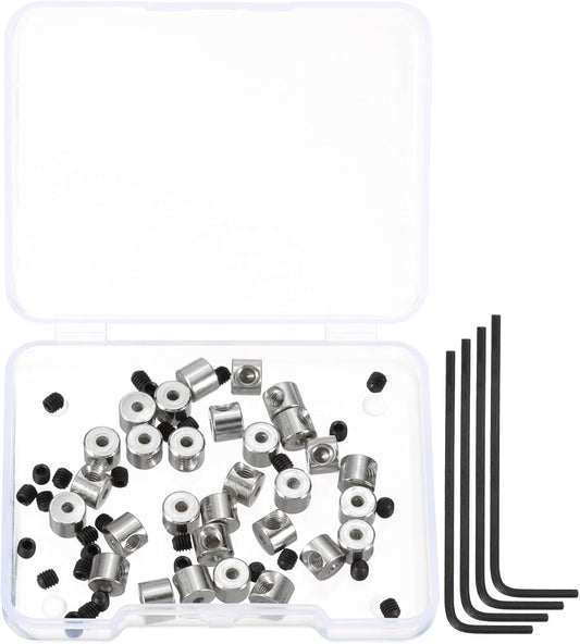 MECCANIXITY 30 Pcs Metal Locking Pin Backs, Locking Pin Keepers Locking Clasp 5mm(H) with 4 Wrench Replacement in Storage Case for Badge, Brooch, Silver Tone