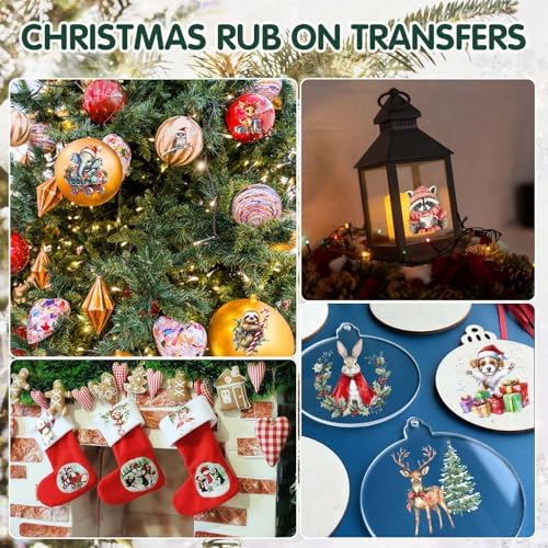 ZMRU 48 Sheets Vintage Christmas Rub On Transfers - Image 3