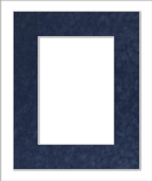 11x14 Mat Bevel Cut for 8.5x11 Photos - Acid Free Navy Suede Precut Matboard With Backing Board and Crystal Clear, Self Seal Mat Bag - For Pictures, Framing - 4-ply Thickness