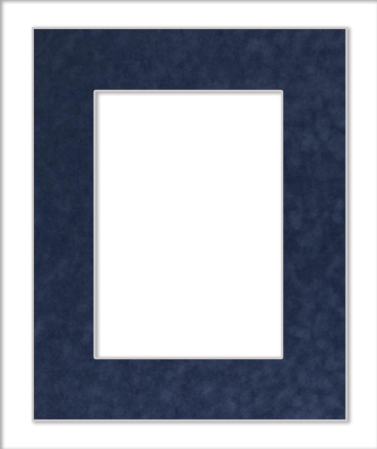 Pack of Ten Acid Free 8.5x11 Mats Bevel Cut for 7x9 Photos - Navy Suede Precut Matboards With Backing Boards and Self Seal Photo Mat Bags For Pictures, Photos, Framing - 4-ply Thickness