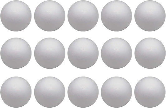 Crafjie Craft Foam Balls 3 Inches in Diameter 15-Pack, Smooth Polystyrenets Foam Ball, for Decoration Household School Projects DIY Arts and Craft, White