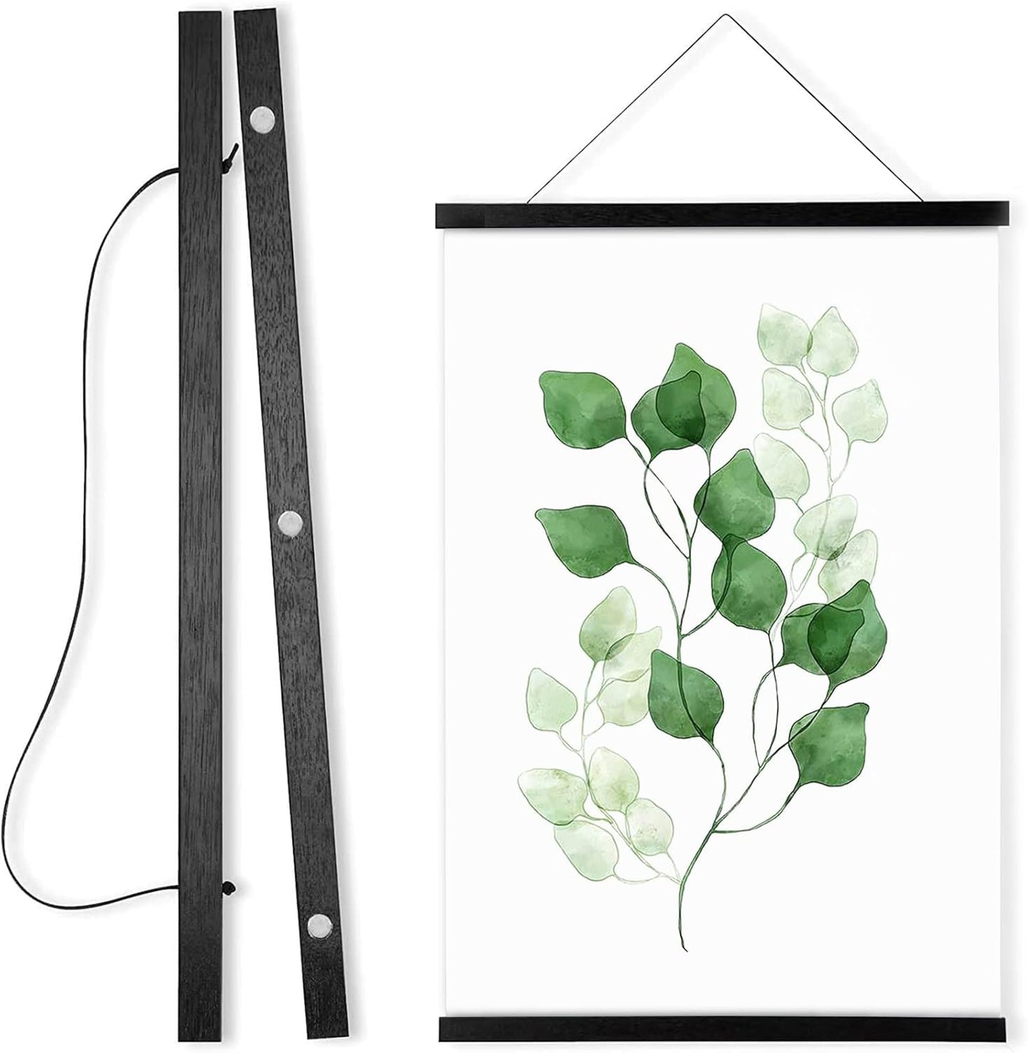 WITCOLOR Magnetic Poster Hanger Frame, 19x13 19x25 19x27 Poster Frame Wooden Magnetic Hanging Kit for Walls Map Picture Diamond Painting Canvas Artwork (Black)