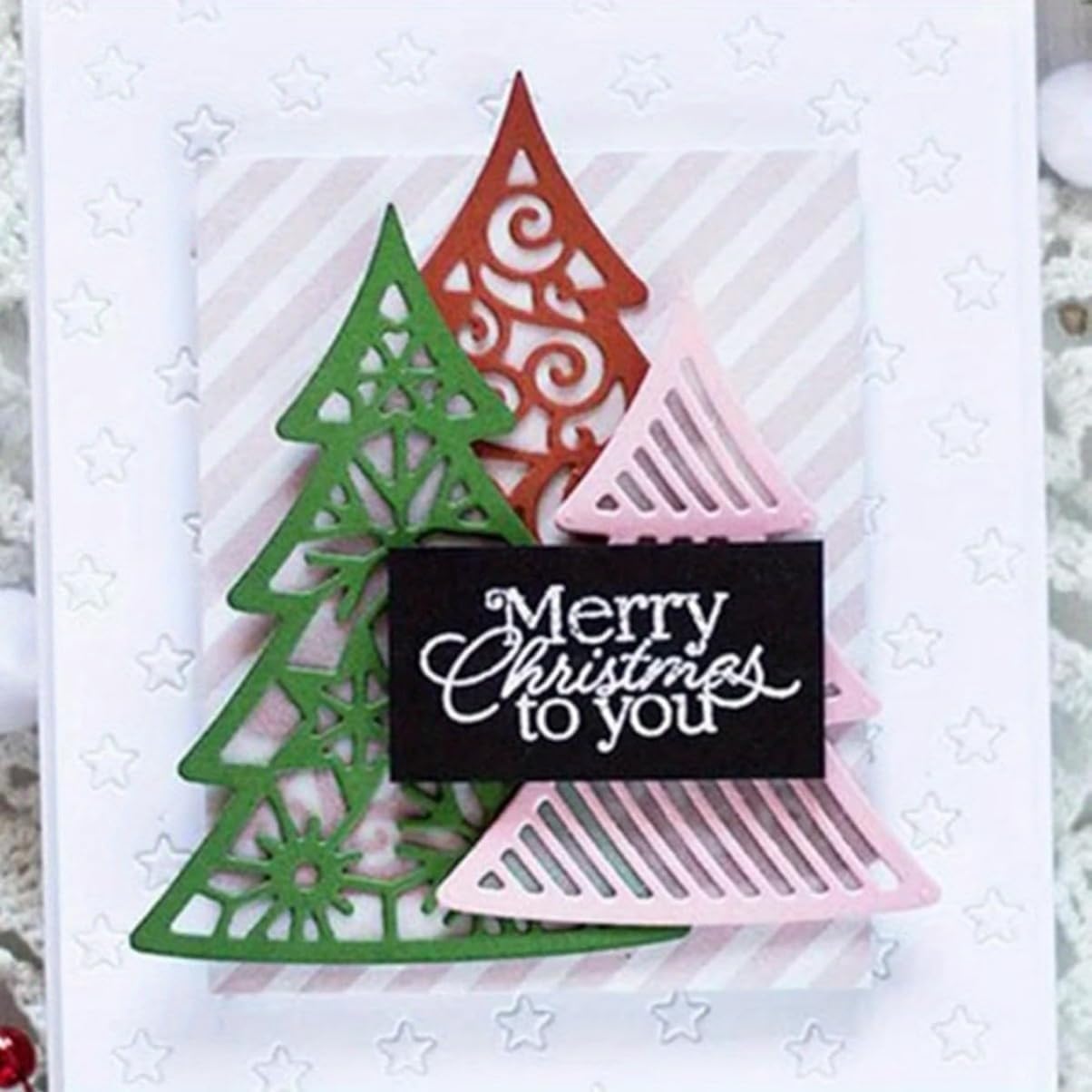Metal Cutting Dies DIY Merry Christams Embossing Stencil Template Scrapbooking Card Making Mold Photo Album Arts Crafts Tools (Christmas Tree Set-14.3x9.1cm)
