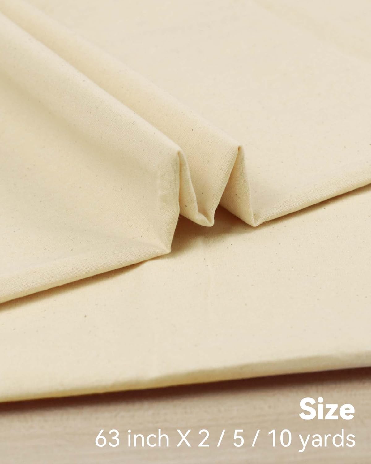 HOTGODEN Medium Weight 100% Cotton Muslin Fabric: 63 inch x 5 Yards Unbleached Muslin Linen Fabric Material for Sewing Material Apparel Cloth