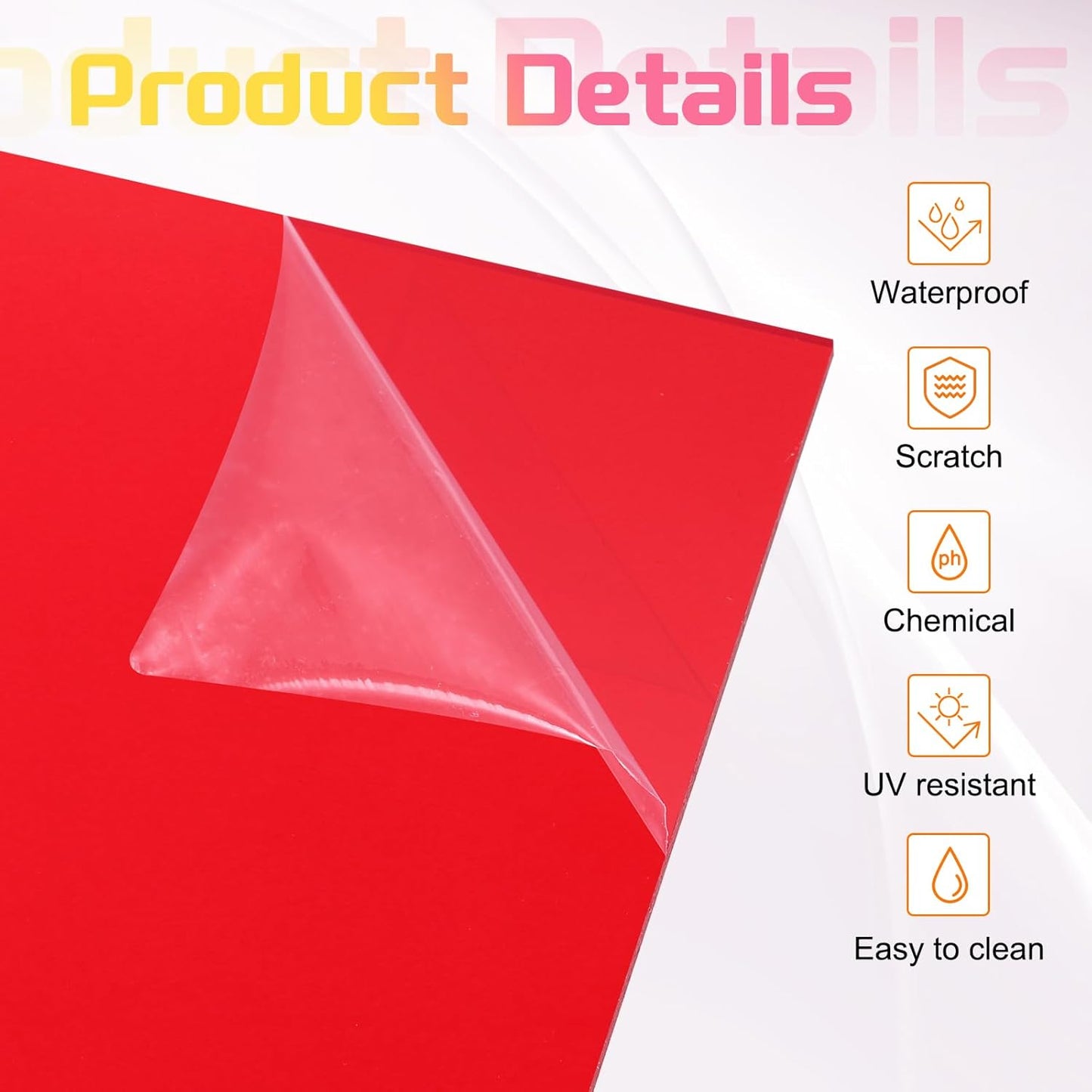 uxcell 3Pcs Acrylic Sheets 12x12 Inch Acrylic Panel 1/8 Inch-3mm Plastic Board for Picture Frames Sign Holders DIY Display Projects Craft, Clear Red